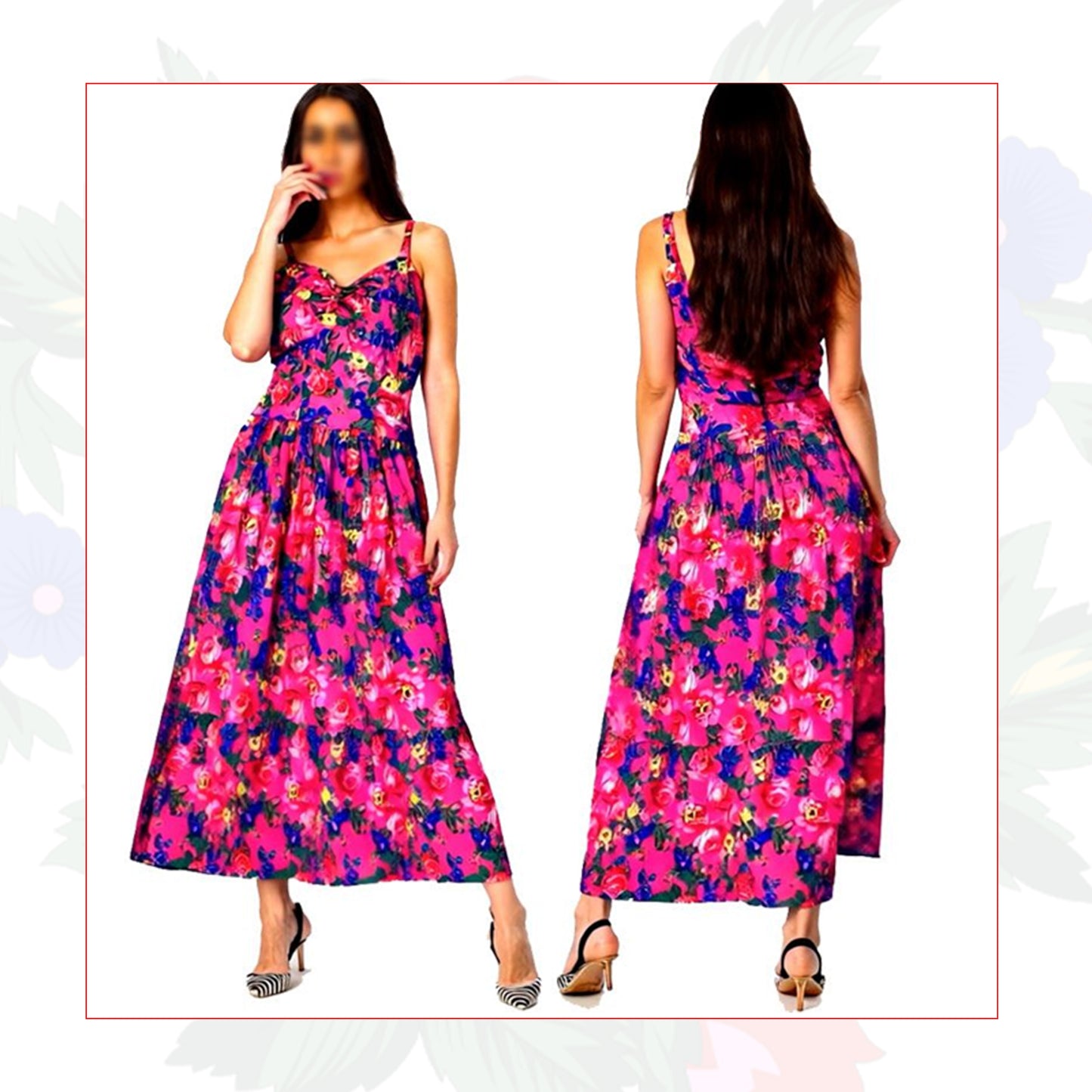 Floral Art V-Neck Maxi Summer Sun Dress