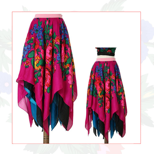 Kokum Floral Art Irregular Shape Skirt