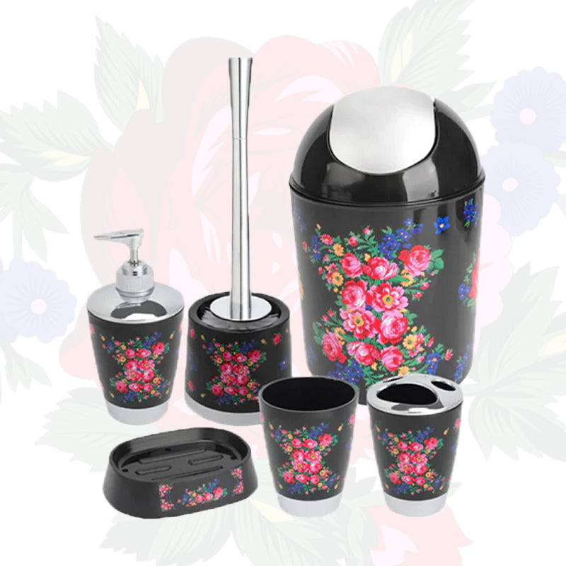 Kokum Floral Art 6 Pcs Bathroom Accessories Set