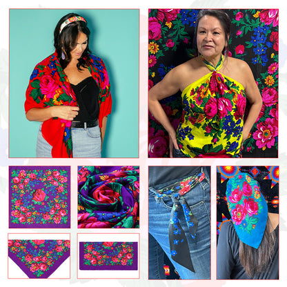 Non-Metallic Kokum Floral Scarf