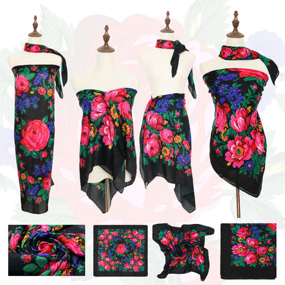 Non-Metallic Kokum Floral Scarf