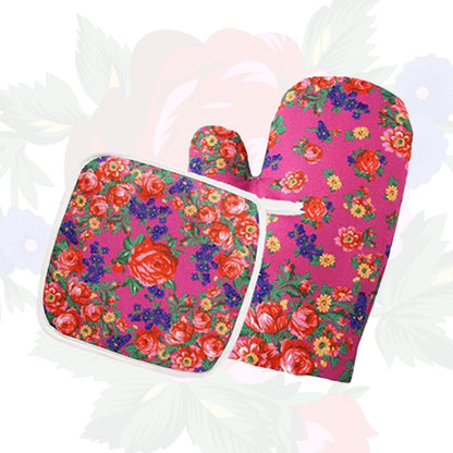Kokum Floral Oven Mit and Pot Holder Set