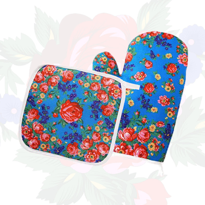 Kokum Floral Oven Mit and Pot Holder Set