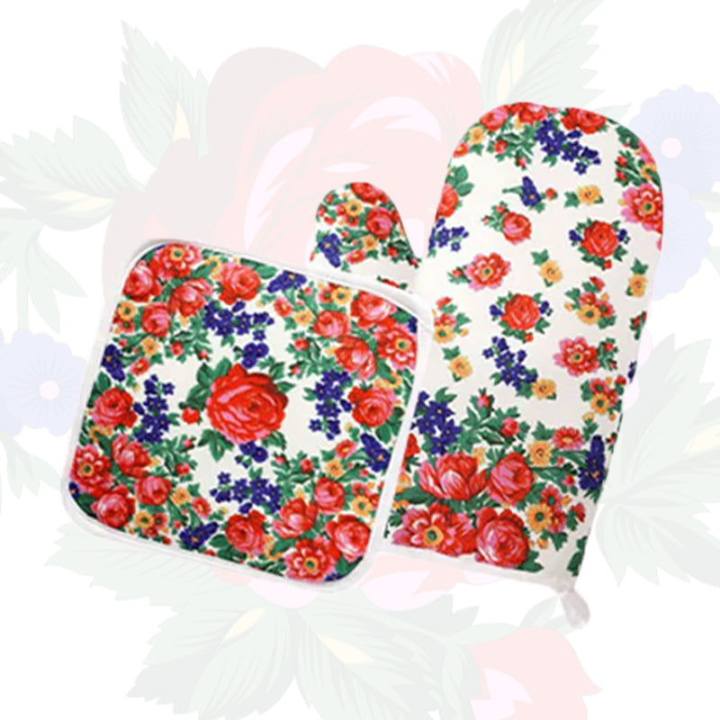 Kokum Floral Oven Mit and Pot Holder Set