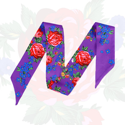 Kokum Floral Art Silk Twilly Satin Scarf